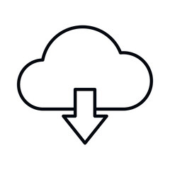 cloud storage and download icon, line style