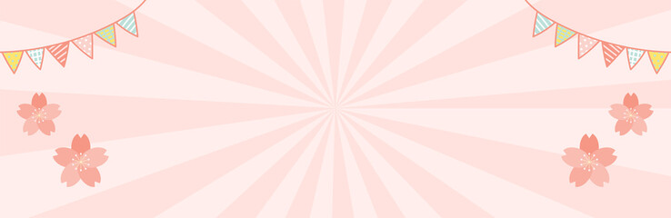 桜　さくら　春　POP　バナー　横長　フレーム　枠　文字入れ用