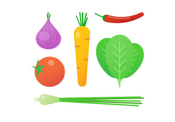Set of vegtables on white background. Healthy food design. vector illustration