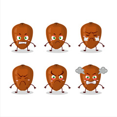 Sapodilla cartoon character with various angry expressions