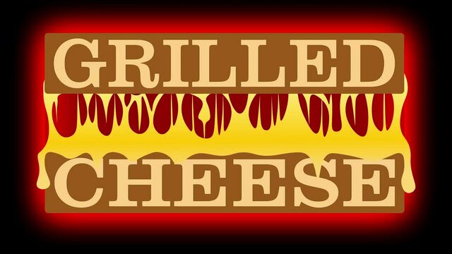 grilled cheese on the background with melted cheese between pieces of bread animated logo