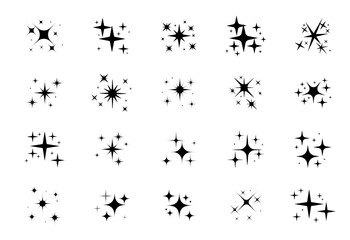 Sparkling stars. A shimmering star and glittering element on white background.
