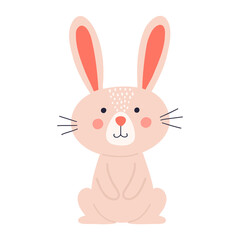 Cute rabbit. Easter bunny. Isolated on a white background. Cartoon character for kids and other design.
