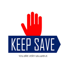 hand and the word keep save on the ribbon below