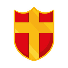 red and golden medieval shield, colorful design