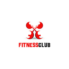 Fitness logo club. Fitness Centre logo with barbell icon. Gym Logo concept. Healthy Center logo. sport icon