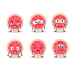 Cartoon character of slice of grapefruit with smile expression