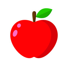 Red apple on white background isolated vector illustration.