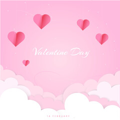 Valentine's theme illustration design on a pink background with "valentine's day" inscription.
