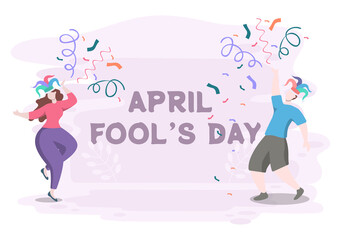 Celebration Happy April Fools' Day wearing a Jester Hat background design. Vector Illustration.