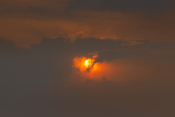 The sun with cloud sky