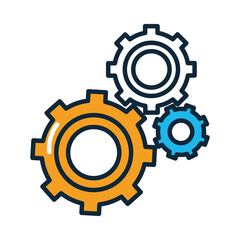 gear wheels icon, line and fill style