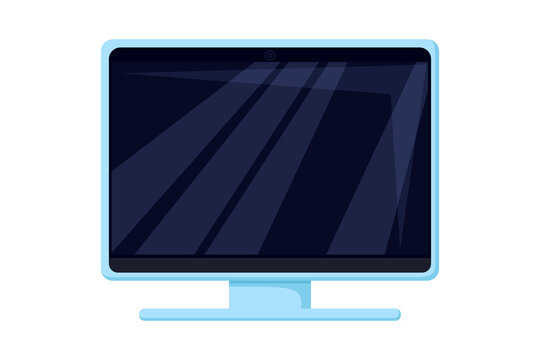 Computer monitor with black screen. Desktop monitor isolated on white background. Cartoon vector illustration