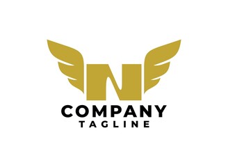 bold N letter logo with wing on the side.