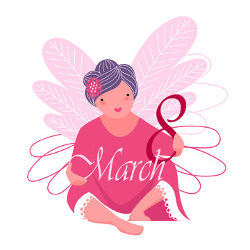 March 8. vector image of a woman. congratulations on the spring holiday of women
