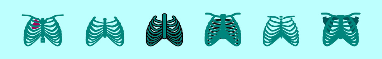 set of ribcage cartoon icon design template with various models. vector illustration isolated on blue background