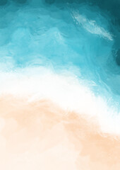 Sand beach with Ocean wave on top view background for summer holiday and marine life concept. © beelaa