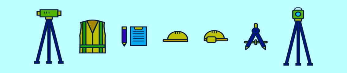 set of surveyor cartoon icon design template with various models. isolated vector illustration on blue background