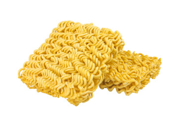 Instant noodle cubes isolated on white background