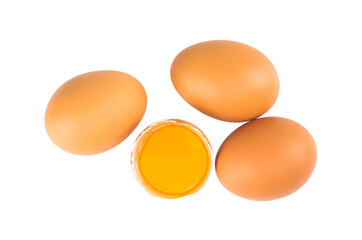 Eggs isolated on white background with clipping path.top view