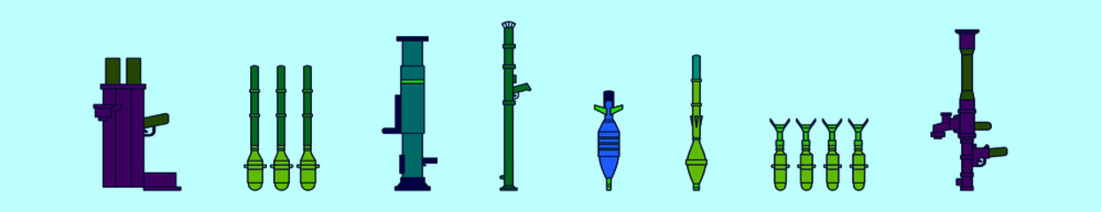 Obraz premium set of rpg weapon cartoon icon design template with various models. vector illustration isolated on blue background