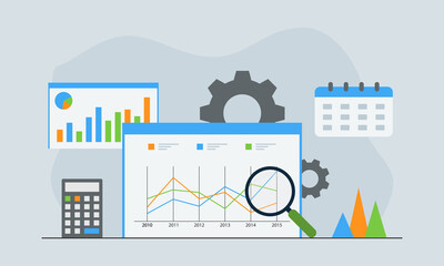 Flat design Data Analysis. Modern vector illustration concepts for background, banner, mobile app and website.