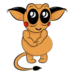 A cute redhead monster with big black eyes and red cheeks. Perfect for children's themes, as well as a brand character and logo type. 