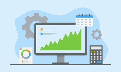 Flat design Data Analysis. Modern vector illustration concepts for background, banner, mobile app and website.