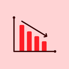 Flat design chart down. Vector Illustration for mobile app, website.