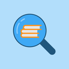 Flat design search book. Vector Illustration for mobile app, website.