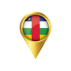 Fototapeta premium Flag of Central African Republic.symbol check in Central African Republic, golden map pointer with the national flag of Central African Republic in the button. vector illustration.