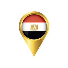 Obraz premium Flag of Egypt.symbol check in Egypt, golden map pointer with the national flag of Egypt in the button. vector illustration.