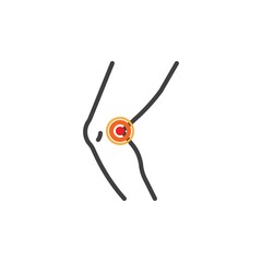 Knee-joint pain line icon. linear style sign for mobile concept and web design. Human leg ache outline vector icon. Symbol, logo illustration. Vector graphics