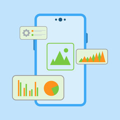 Flat design digital marketing. Vector Illustration for mobile app, website.