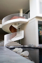 White curve stair office building