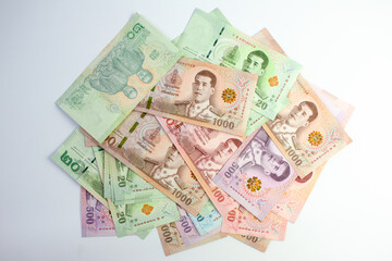 Obraz na płótnie Canvas Money Banknote Thai Baht for Background, Savings Money and Financial business concept