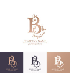 Premium Vector B logo. Monnogram, lettering. Delicate elegant floral pattern of roses. Personal logo or sign for branding an elite company. Vector design.