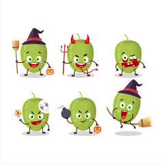 Halloween expression emoticons with cartoon character of olives