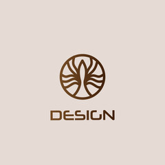 logo design template, with natural farm line art icon