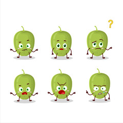 Cartoon character of olives with what expression