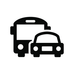 Bus and car icon vector graphic illustration