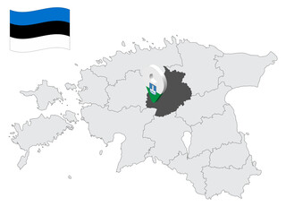 Location  Jarva County on map Estonia. 3d location sign similar to the flag of Jarva County. Quality map  with  counties of Estonia for your design. EPS10.
