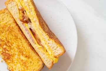 French toast ham bacon cheese sandwich