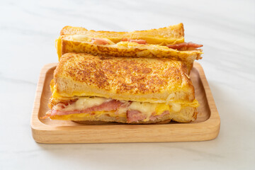French toast ham bacon cheese sandwich