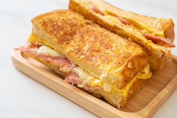 French toast ham bacon cheese sandwich