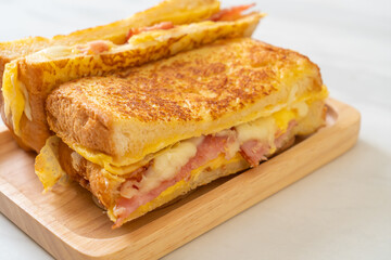 French toast ham bacon cheese sandwich