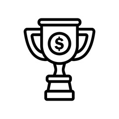 Trophy icon vector illustration in line style about marketing and growth for any projects