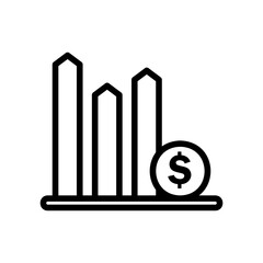 Growth chart icon vector illustration in line style about marketing and growth for any projects