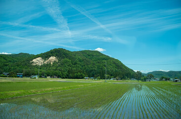 Japan rural area beautiful sky and moutain