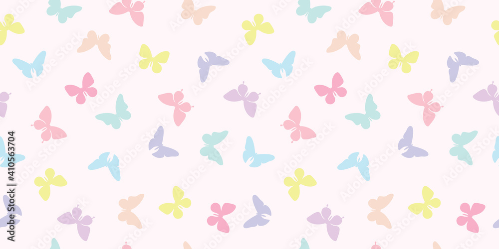Poster Pastel butterfly seamless repeat pattern background vector.